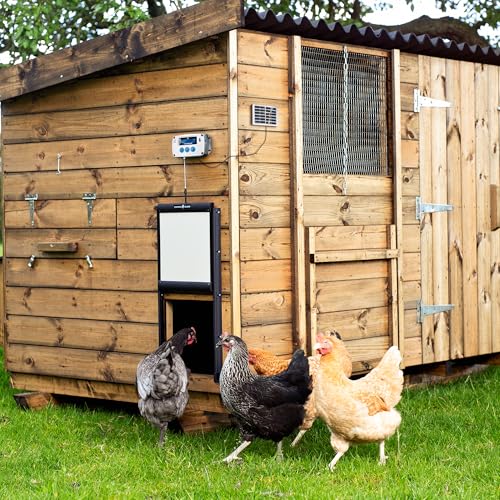 ChickenGuard Automatic Chicken Coop Door Opener, Power by Solar/Batteries/Electric. Strong Motor Lifts 2kg; Timer/Light Sensing; Motor Units only or Combination Kits (PRO + Door + Solar Kit) - size: PRO + Door + Solar Kit