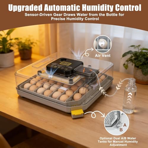 Nest IV - 48 Egg Incubator for Breeders, Fully Automated, Accurate Humidity & Temp Control, Chick Separator, Flexible Egg Spacing, Custom Incubation Days, Auto Turning & Auto Stop, Easy Monitoring - size: 48 Egg [Black]