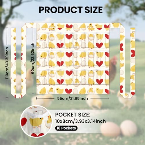 CUTHOLLOW Egg Collecting Apron for Adlut, Housewife, 18 Deep Pockets Hen Egg Gathering Holding Apron with Elastic Closures - style: Heart Chicks