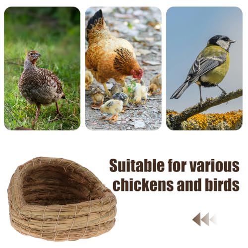 Kisangel 2Pcs Woven Bird Nest, Chicken Straw Breeding Nest, Small Laying Birdcage for Pigeon Parrot Bed Flat Base Indoor Outdoor