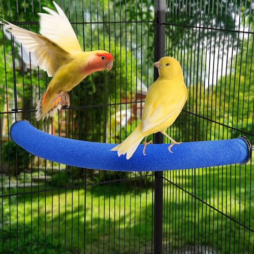 FrgKbTm U Shape Parrot Perch Stand Toy Bird Platform Sand Paw Grinding Clean Stick Exercise Conure Budgie Cockatiel Cage Accessories (Blue-Corner)