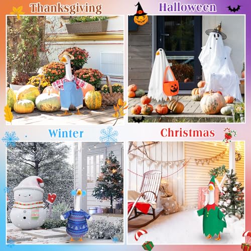 8 Set Holiday Porch Goose Outfit for 23inch Statue, Seasonal Bundle - size: 23Inch, style: Basic Style