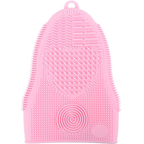 Makeup Brush Cleaner Mat Mitt Glove Silicone Cosmetic Cleaning Scrubber Tool for Face Brushes and Eye Brush Washing Pad Pink - color: Pink