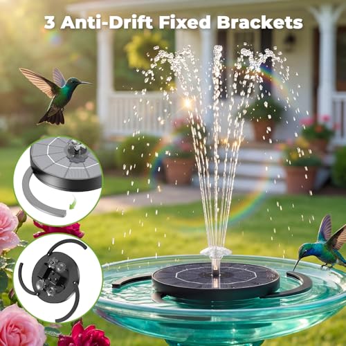 AISITIN 3.5W Solar Fountain for Bird Bath with 4 Nozzles Storage Interface | Attract Birds, 3 Fixed Bracket, Multiple Nozzles Style, Floating Solar Fountain Pump for Garden Small Pond Fish Tank Yard - color: Black