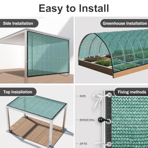 SUNNY GUARD Sun Shade Cloth, 8 x 10 FT Green HDPE Mesh | 65-75% Breathable shade cover creates a cooler space for plants, vegetables, greenhouses, patios, chicken coops, and kennels - color: 70 SHADE-GREEN, size: 8 FT x 10 FT
