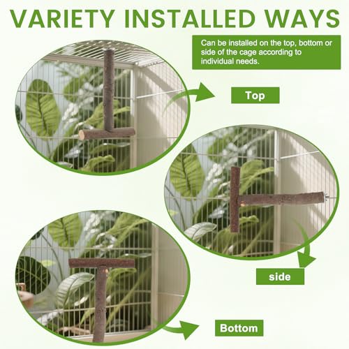 8 Pcs Natural Wood Bird Perch Swing & Bird Rope Platform Set | Fits Small/Medium Parrots (Budgies, Conures) | Multi-Level Cage Gym for Climbing | Safe Chewing | Tool-Free Mount - size: Swing & Rope Set - 8PCS
