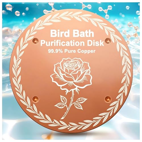 OICEME Bird Bath Purification Disc Pure Copper Birdbath Winter Outside Hummingbird Bee Water Fountain Solar Power Pedestal Fountain Cleaner Outdoor Feeder Cage Dispenser Women Gift - color: 1 Pcs Copper Rose