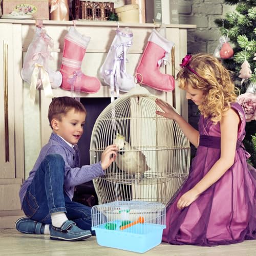 BESPORTBLE Portable Bird Carrier Travel Cage Bird Travel Cage with Perch Food Box and Waterer Spacious for Parrots Lovebirds and Small Birds 9.29 X 6.57 X 6.29 in - color: Blue