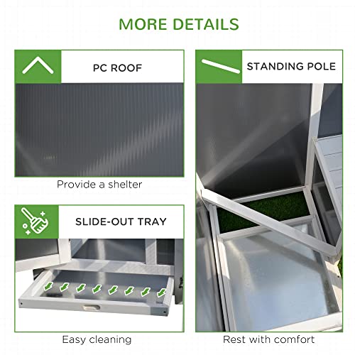 PawHut 63" Outdoor Chicken Coop Wooden, Chicken Cage with Run Area, Nesting Box, Hen House with Waterproof Roof, Removable Tray | Chicken Cage, Waterproof Roof, Removable Tray
