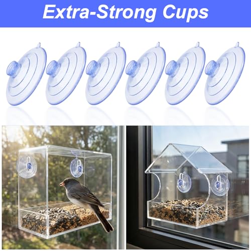 6 Packs Suction Cup for Bird Feeder, Strong Suction Cups Replacement for Window Bird Feeder, 2.5'' Window Suctions Cup for Glass Hummingbird Feeders Accessories