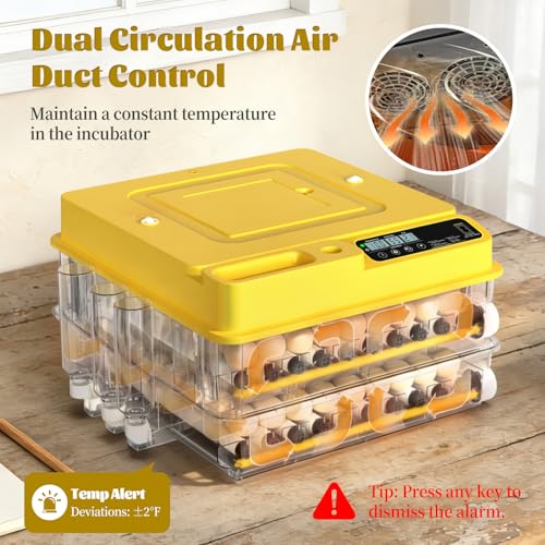 216 Egg Incubator for Hatching Eggs, Fully Automatic Egg Incubator with Auto Temp/Water/Turning, for Chicken Duck Goose Quail Pigeon Turtle Eggs, Humidity Control by Bottles, 360° View Clear Window - size: 216-EGGS