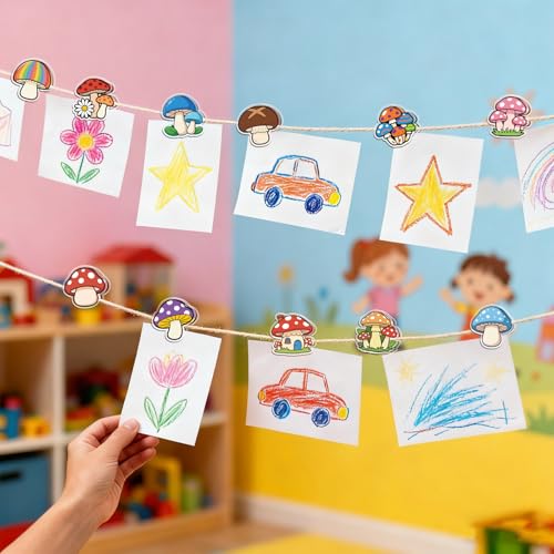 MAYJOYDIY 24Pcs 12 Styles Mushroom Plant Acrylic Chip Clips Colorful Mushroom Cluster Bag Sealer Sealing Closures Cute Daisiy House Pizza Bag Clips for Food Storage Airtight Seal Grip - style: Mushroom