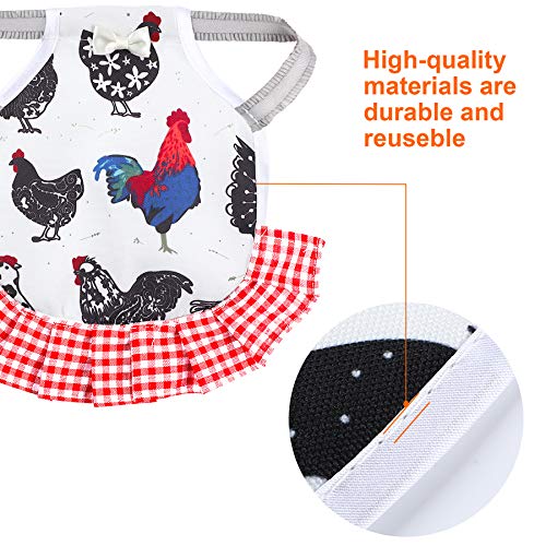 PETKNOWS 3 Pack Chicken Saddles for Hens with Elastic Straps | Cotton Fabric, Feather Protection for Small Medium Large Hens, Wing Elastic Straps, Hen Apron Care Supplies - color: Red White