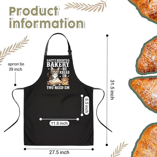 Kitty Biscuits Bakery Sourdough Baking Apron for Women with Large Pockets - Funny Baking Aprons, Adjustable Kitchen Apron for Bread Making, Grilling - Unique Sourdough Gifts for Bakers & Moms - C13 - color: Kitty Biscuits Bakery