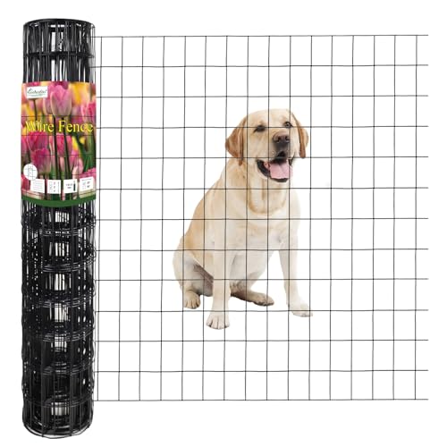 Black PVC Coated Welded Wire Fence 36" x 25' Roll, 2"x3" Mesh, 16 Gauge | Vinyl Coated Garden Fencing, Yard & Pet Barrier, Chicken Wire Fencing, Dog Enclosure Mesh, Vegetable Plant Protector - color: Black, size: 2''x3'' 16GA 36''x25'