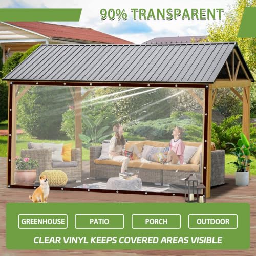 Clear Tarp with Grommets 8x12 ft, 2 Pack 10 Mil Waterproof Vinyl - color: Black Border, size: 8x12 ft-2P