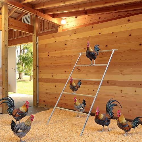 Chicken Roosting Perch - Heavy Duty 4-Tier Metal & Wood Chicken Roost Bars, Large Coop Accessory - Easy Install (55" L x 40" W) for Backyard Poultry, Hens & Farm Pens | Large Coop Accessory 4-Tier - Easy Install (55" L x 40" W) for Backyard Poultry, Hens