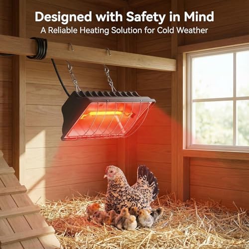 2 Pack 250W Chicken Coop Heater for Chicken Dog Kennel, Cat Bed, Reptiles & Incubators, 2 Heating Mode Warmer for Chicken Coop in Winter, Inside and Outdoor Pet Total 4 Heating Tube as Backup Lamp