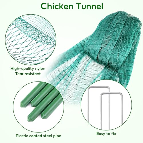 UNIFAMILY Chicken Tunnel, Chicken Coop Run, 157×31 Inches Chicken Tunnels for Outside Yard, Easy Installation Tunnel Runs Suitable for Chick, Duck, Rabbit, Large, Green
