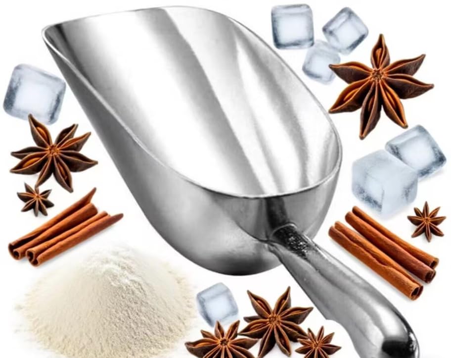 HORNO 12oz Silver Cast Aluminum Shovel Scoops-1pcs | Ideal for Ice Cube, Coffee Bean, Food, Candy, Flour, Dry Goods ,Spice.