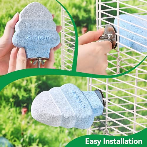 2 Pack Bird Beak Grinding Stone, Parrot Perch for Cage Volcanic Rock Mineral Bird Perch, Parrot Cage Accessories for Parakeets Budgies Cockatiels, Lovebirds Small to Medium Birds - color: Blue+Green