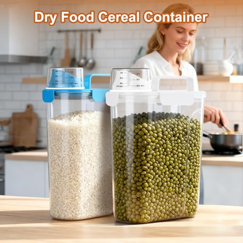 Uppetly Dog Cat Food Storage Container, 5-7Lbs Pet Food Containers, Airtight Cat Food Container with Portable Handle & Measuring Cup, Small Animal Dry Food Dispenser for Dogs, Cats and Birds White - color: White