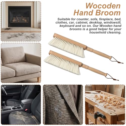 2pcs Horse Hair Brush Horsehair Bristles Duster Horse Hair Brush with Wood Handle Counter Brushs for Furniture, Drafting, Patio, Bed, Fireplace, Hand Broom, Dust Brushs