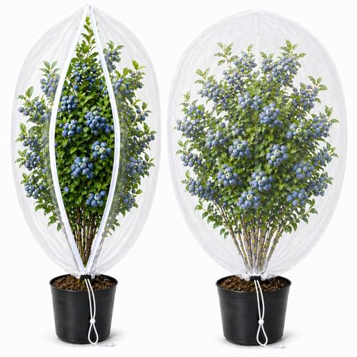 Fruit Tree Netting Cover with Zipper & Drawstring, 2 Packs 4ft x 4ft Insect Bird Barrier Netting for Garden Protection, Ultra Fine Mesh Garden Netting - size: 4 x 4 ft(2 Packs)