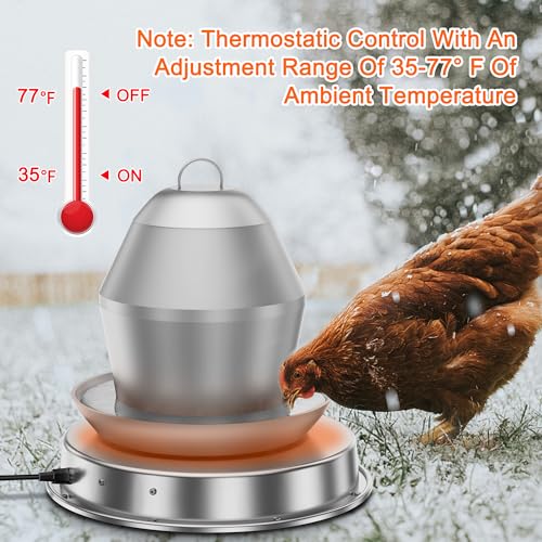 ZenxyHoC 11in Chicken Water Heater for Drinker, 110W Heated Base | Poultry Waterer Heated for Metal Drinking Fountains