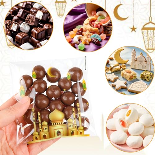 ZYLOP Ramadan Gift Bags – 100 PCS Ramadan Goodie Bags, Eid Mubarak Cellophane Treat Bags for Kids, Self Adhesive Clear Candy Bags for Eid Party Favors - color: Ramadan 100pcs