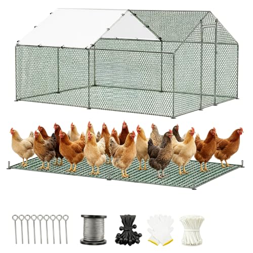 HERBAN 2026 Upgraded Large Metal Chicken Coop with All-Around Hardware Cloth, 9.8x13.1x6.4 ft Walk-in Outdoor Chicken Run Pen for Backyard with Cover, Spire Roof Poultry Cages - size: 157.2"L x 117.6"W x 76.8"H