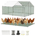 HERBAN 2026 Upgraded Large Metal Chicken Coop with All-Around Hardware Cloth, 9.8x13.1x6.4 ft Walk-in Outdoor Chicken Run Pen for Backyard with Cover, Spire Roof Poultry Cages - size: 157.2"L x 117.6"W x 76.8"H