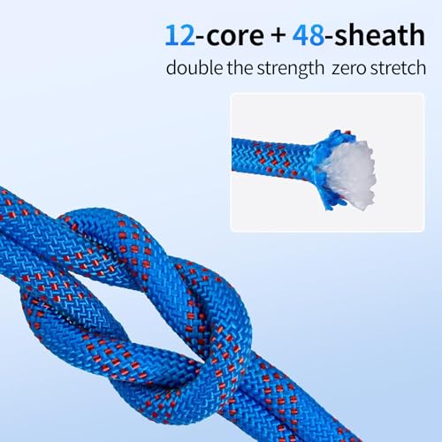 100ft 3/8 Inch Climbing Rope, Heavy Duty Arborist Rope(Blue) - size: 3/8in-100ft-Blue