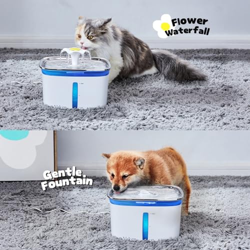 Veken Innovation Award Winner 95oz/2.8L Cat Water Fountain | Automatic Pet Fountain Dog Water Dispenser with Stainless Steel Lid, Replacement Filters & Silicone Mat Included (Silver) - color: Silver