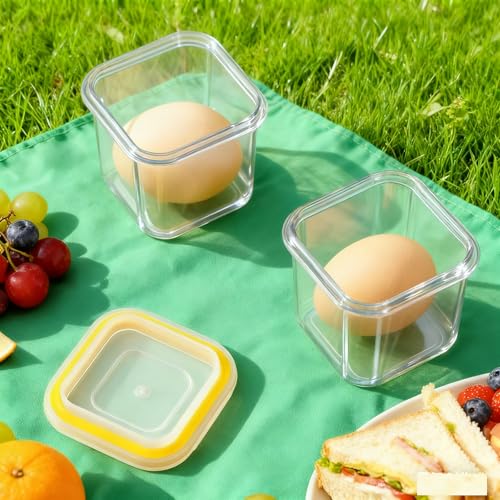 Egg Holder Container 2 PCS, Plastic Hard Boiled Egg Storage Box Leakproof Shockproof Protection, Portable Egg Tray Carriage Dispenser for Camping Picnic Travel Kitchen Outdoor (Square two-piece set)