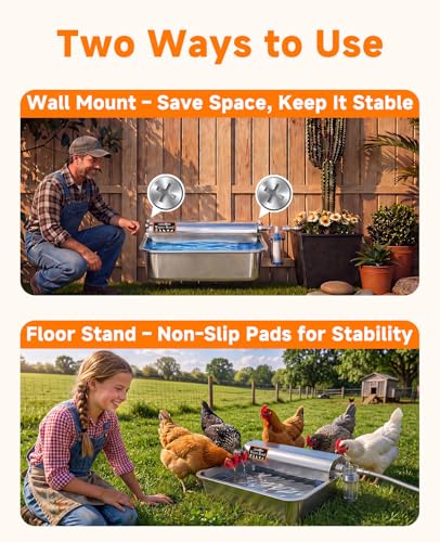 Automatic Chicken Waterer Real 304 Stainless Steel Metal | 3 Gallon Poultry Waterer with Upgraded Float Valve, Extra Filter, 1.5M Hose