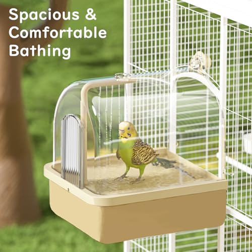 Bird Bath for Cage Filter Pad, Indoor Cockatiel Bathtub Shower Filter, Parrots Shower Accessories for Bird Bath Cage, Automatic Cleaning Supplies Shower Room Filter | ESSGUO 3-layer filtration, tool-free for circulating bird bath, parrots shower accessori