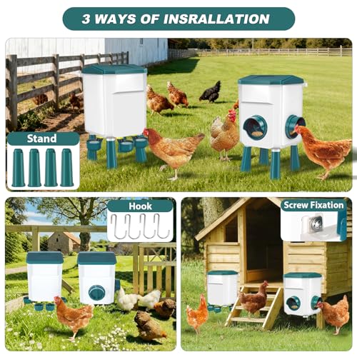 Auto No Waste Chicken Feeder and Waterer Set 2 Gallon/17.6 Pounds | Sturdy & Durable Chick Feeder and Waterer Set, Poultry Feeder Large for Hens/Ducks/Poultry - color: Blue