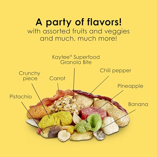 Kaytee Fiesta Parrot Food for Large Birds, 2.5 Pounds | Fun feeding. Bird food with fruits, veggies, grains. Bird seeds, shapes and textures for natural foraging - size: 2.5 Pound (Pack of 1)
