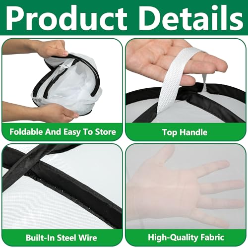 2 Pcs Pop Up Insect Barrier Plant Cover Tent, 22 x 22 x 22 Inch Foldable Garden Plant Protectors Mesh Enclosure, Garden Net Cage Bird Insect Guard Cover for Protecting Plants Fruits Vegetables - color: 22 X 22 X 22 Inch