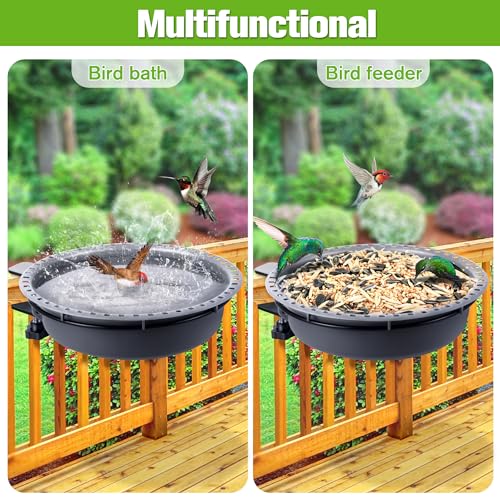Bird Baths for Outdoors, Bird Bath Bowl Water Feeder Outdoor for Hummingbirds for Garden Yard Patio Lawn, Ideal for Attracting Birds(Deck Mounted Style) - style: Deck Mounted Style