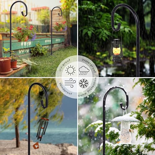 Shepherd-Hooks Adjustable for Bird-Feeder Lantern Plant-Hook Garden-Stake - Plant Stand Hanger for Outdoor Flower Basket, Bird Feeder Hanger Weddings Décor - size: 92 INCH, style: B-1 Pack