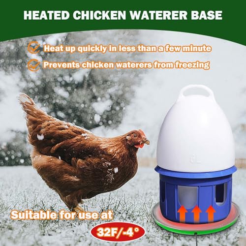 Heated Chicken Waterer Heater Base Poultry Water Heated Base for Plastic/Metal Poultry Pigeon Drinker Waterer Founts Winter Chicken Coop Accessories 45W 110V-250V