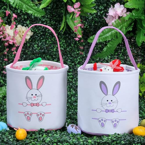 XinblueCo Baseball Basket Easter Baskets for Canvas Easter Egg Hunt Baskets - color: Th-pink New