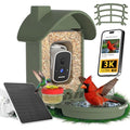 Bird Feeder with Camera, 3K Smart Bird Camera with AI Identification & Bird Bath, Solar Powered Wireless Outdoor Bird House with Spill-Proof Net, Ideal Backyard Watching Gift to Bird Lovers - color: Navy Green