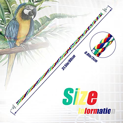 Weewooday 2 Pcs Bird Rope Perches Climbing Rope Bird Cage Accessories for Parrots, Parakeets, Cockatiels, Conures(31.5 Inch) - size: 31.5 Inch