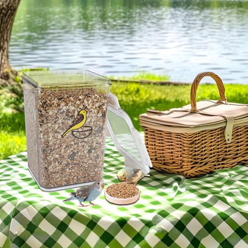Bird Seed Storage Container-Airtight Bird Food Container-8.4lb/5 l Pet Food Storage Containers with Birds Seed Scoop-Wild Birds Dispenser-forPet Parakeets Finches Food Mealworms/Clear - size: 5L