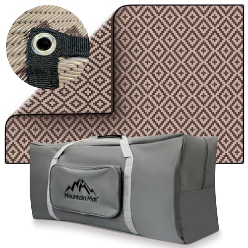 Premium RV Patio Mat Size 8' x 16' Made from Recycled Plastic for Camping - Thick 5 mm Heavy Duty, Waterproof, Reversible Rugs Recycled Polypropylene (8' x 16', Brown Diamond) - color: Brown Diamond, style: 8' x 16'