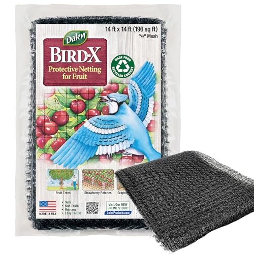 Dalen Bird-X Protective Mesh Netting for Fruit Trees, Berries, Vegetables - 14 ft x 14 ft, Black Garden Netting, 5/8-inch Mesh - Helps Deter Birds & Garden Pests, Made of Weather-Resistant Plastic - size: 14'X14'