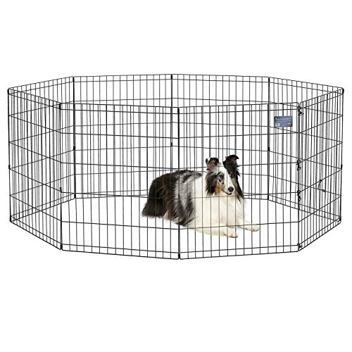 MidWest 30-Inch Exercise Pen, No Door, 16 Sq Ft Play Area | for Indoor and Outdoor Use, No Door Design for Maximum Security, Easy to Set Up, Foldable Playpen - color: Black No Door, size: 30" H